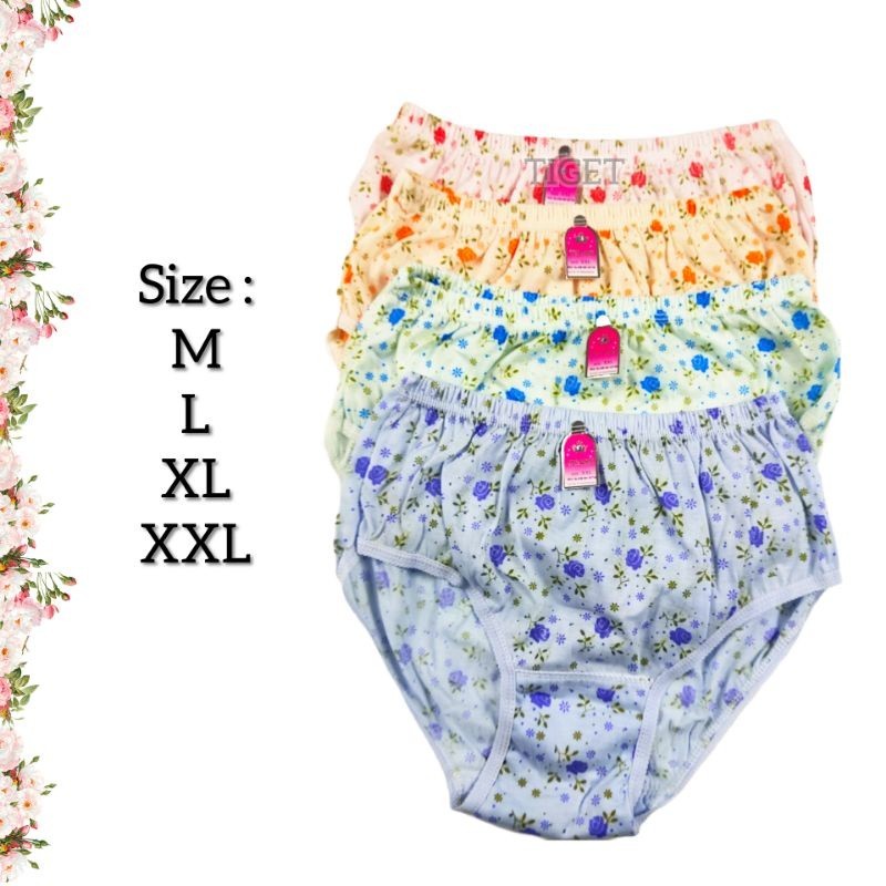 Cd Celana Dalam Wanita Cewek Dewasa Sablon Motif Bunga Anak Remaja Mahkota Ukuran Size M L XL XXL 3L
