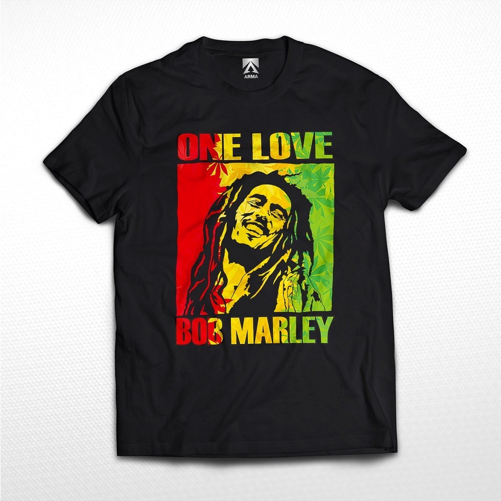 FestKaos KAOS BOB MARLEY One Love / tshirt musik Reggae baju distro rastafara unisex KAOS BAND VINTA