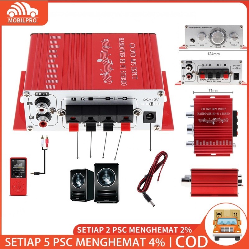 Lepy Hi-Fi Stereo Amplifier Mini Speaker 2 channel 20W - HY-2001 HiFi Stereo Power Amplifier Treble Bass Booster 12V Audio Amplifier 2.1 channel