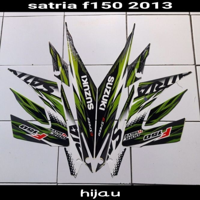 Stiker Striping Les Lis Bodi Motor Satria Fu F150 2013 Facelift Warna Hijau Putih TERBAIKKK