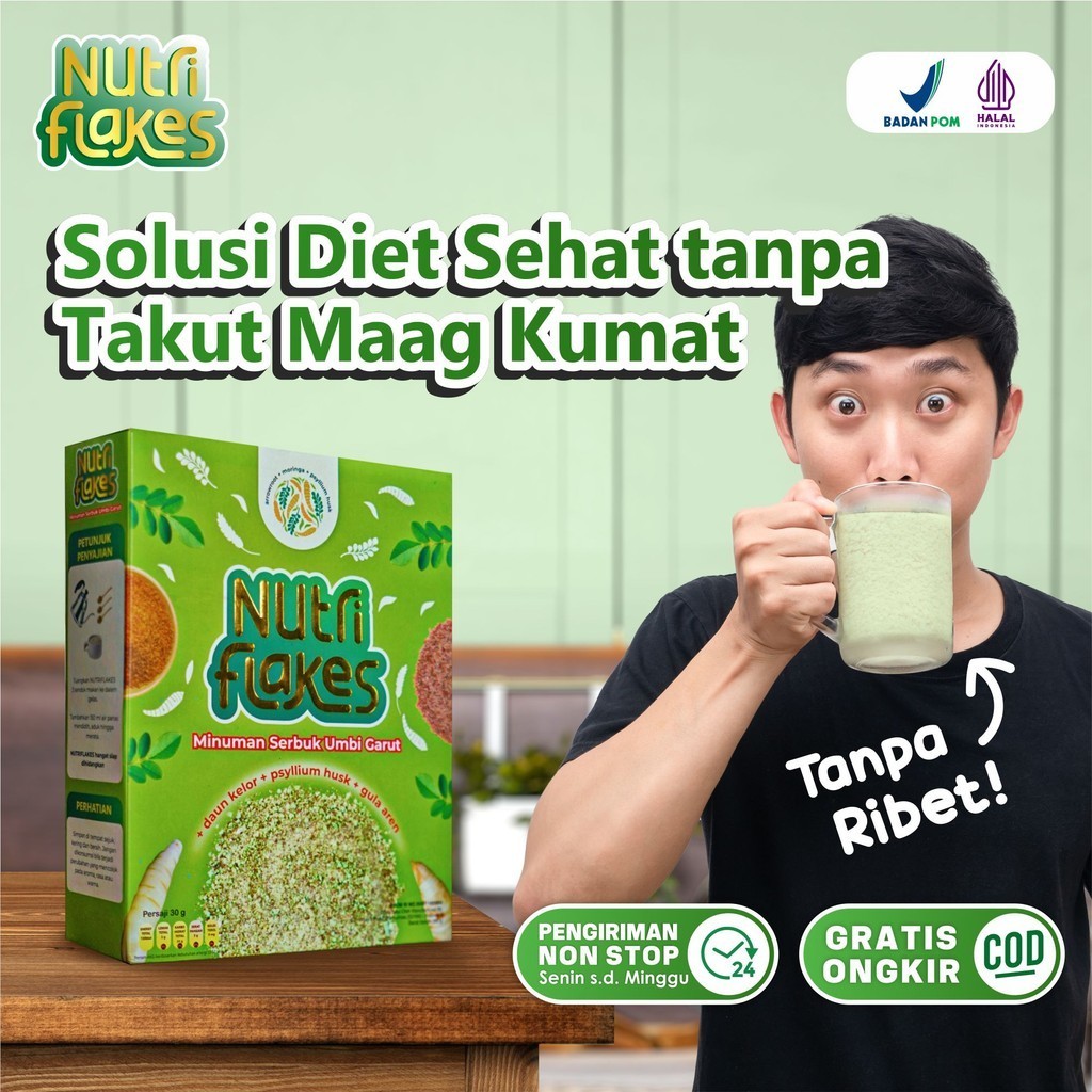 

Nutriflakes Minuman Serbuk Umbi Garut Atasi Permasalahan Gerd 280gr