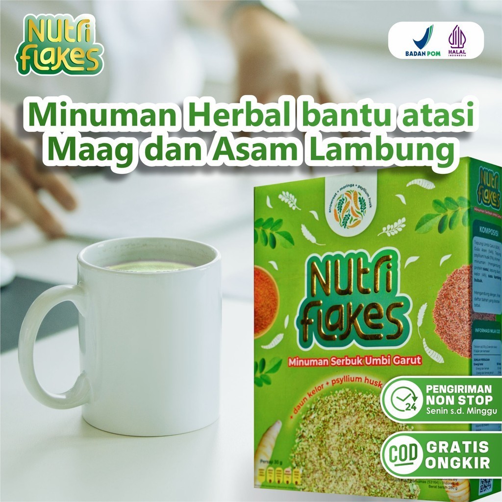 

Nutriflakes Minuman Serbuk Umbi Garut Solusi Diet Sehat 280gr