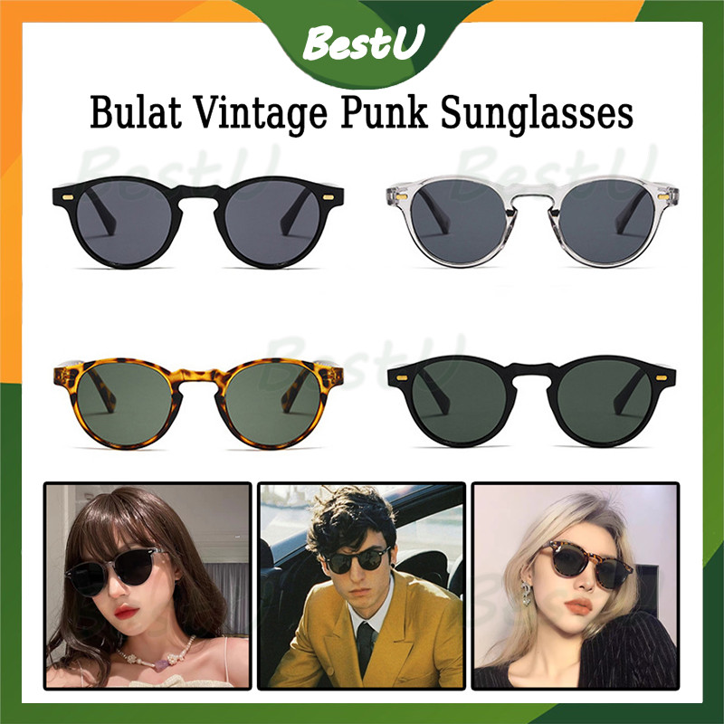 Kacamata Hitam Retro /Wanita Dan Pria Bulat Kecil Vintage Punk Sunglasses/Kacamata Hitam Retro Bingk
