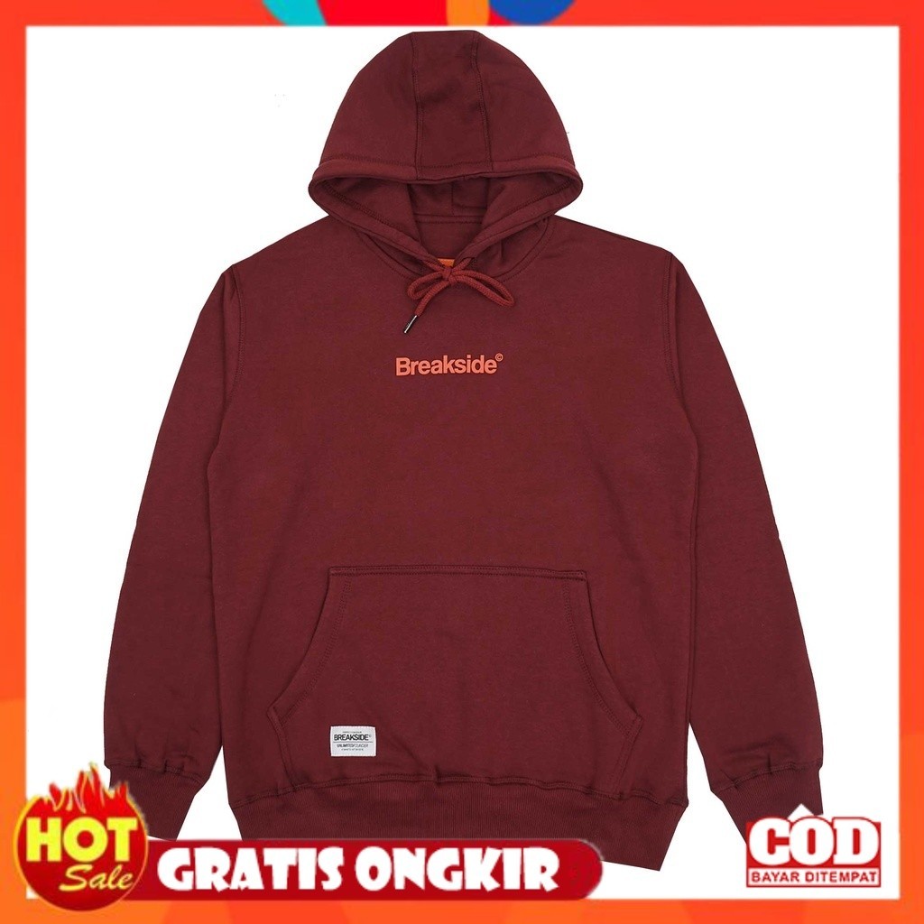 [PREMIUM ORIGINAL] Breakside Hoodie Hidden - Maroon Hoodie Pria
