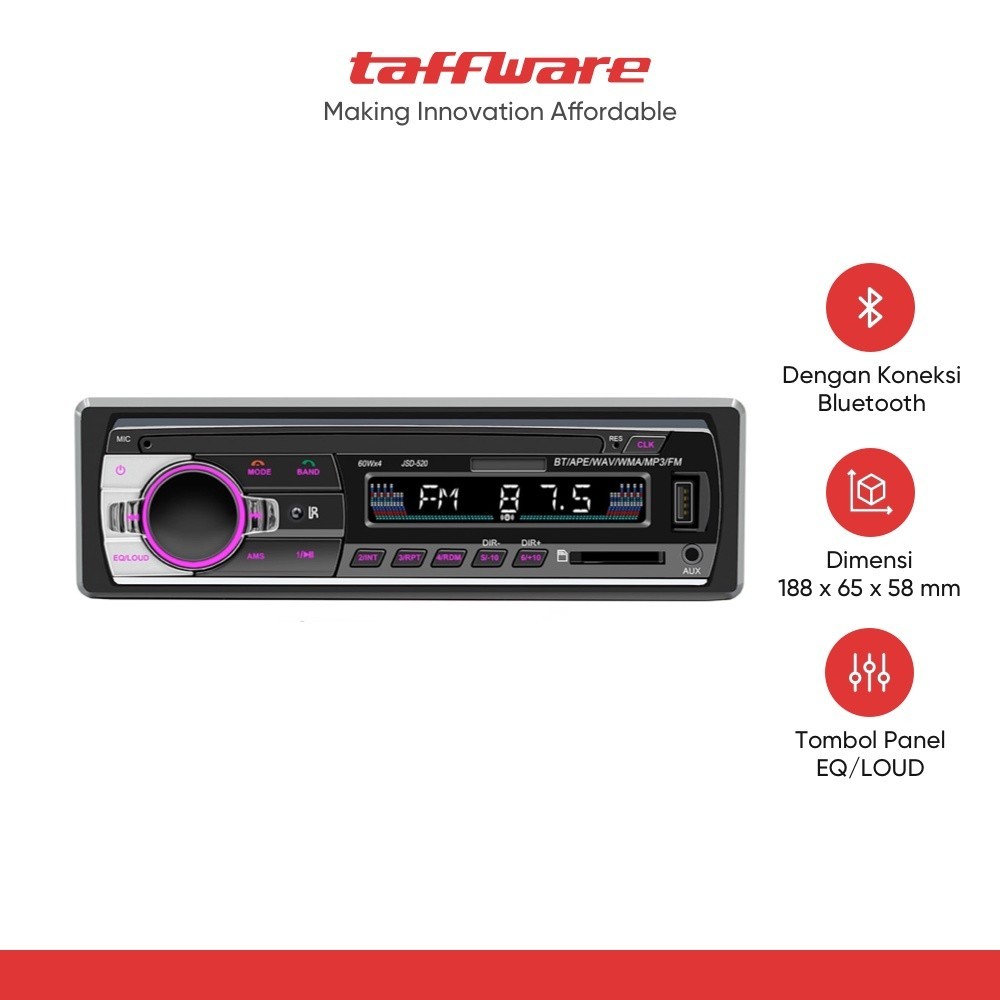 Taffware Tape Mobil MP3 Player Audio Car Bluetooth - JSD520