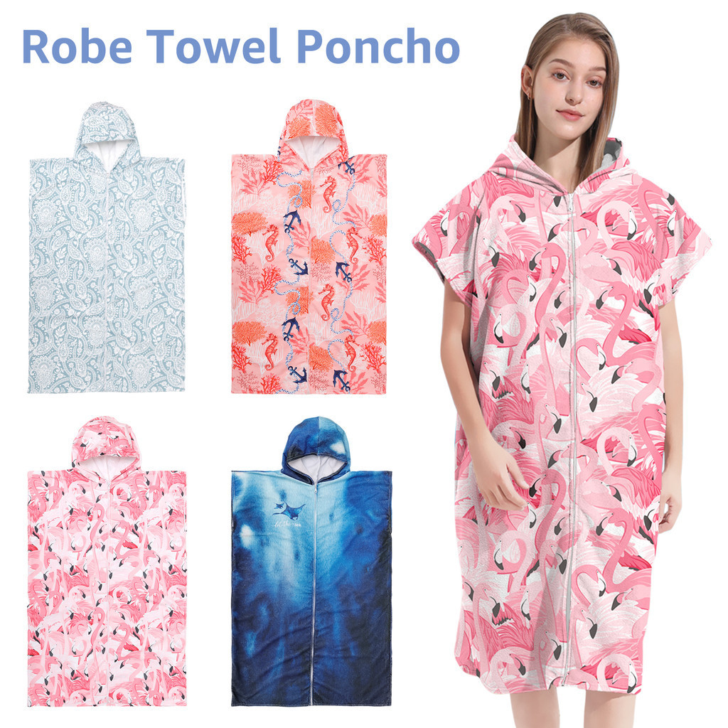 Unisex Surf Poncho Towel Poncho Soft Microfiber Bathrobe Ponchos Robe Quick-Dry Towel Hoodie Swim To
