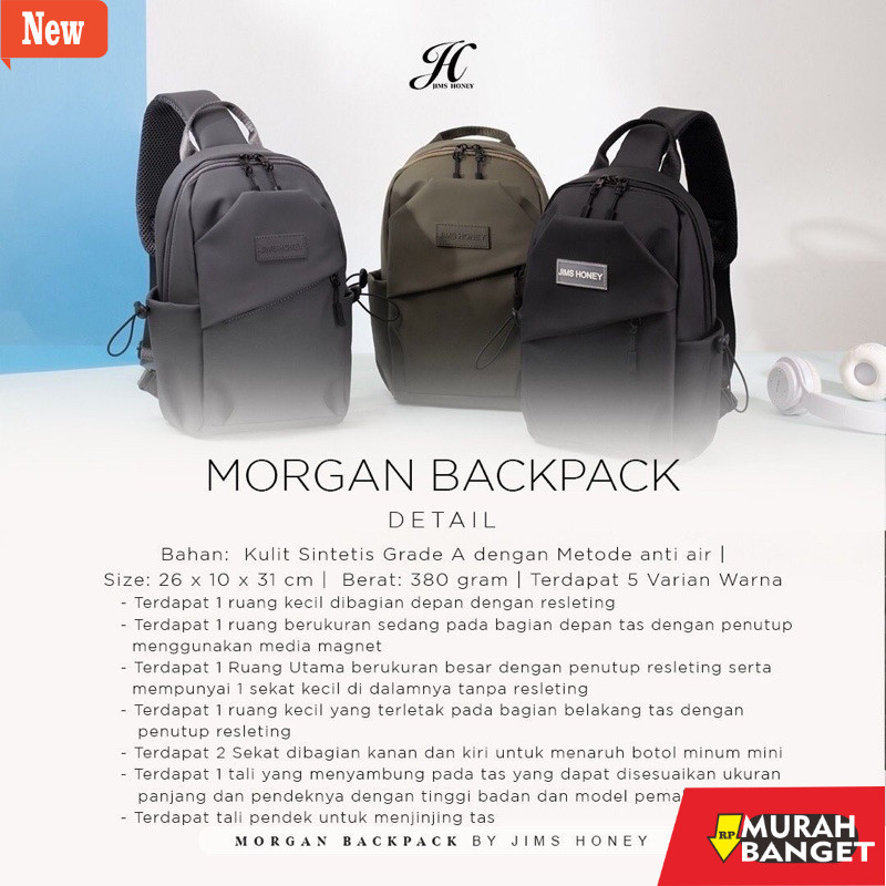 Tas Ransel Pria Kekinian MORGAN BAG BY JIMS HONEY / MORGAN BACKPACK / TAS COWO