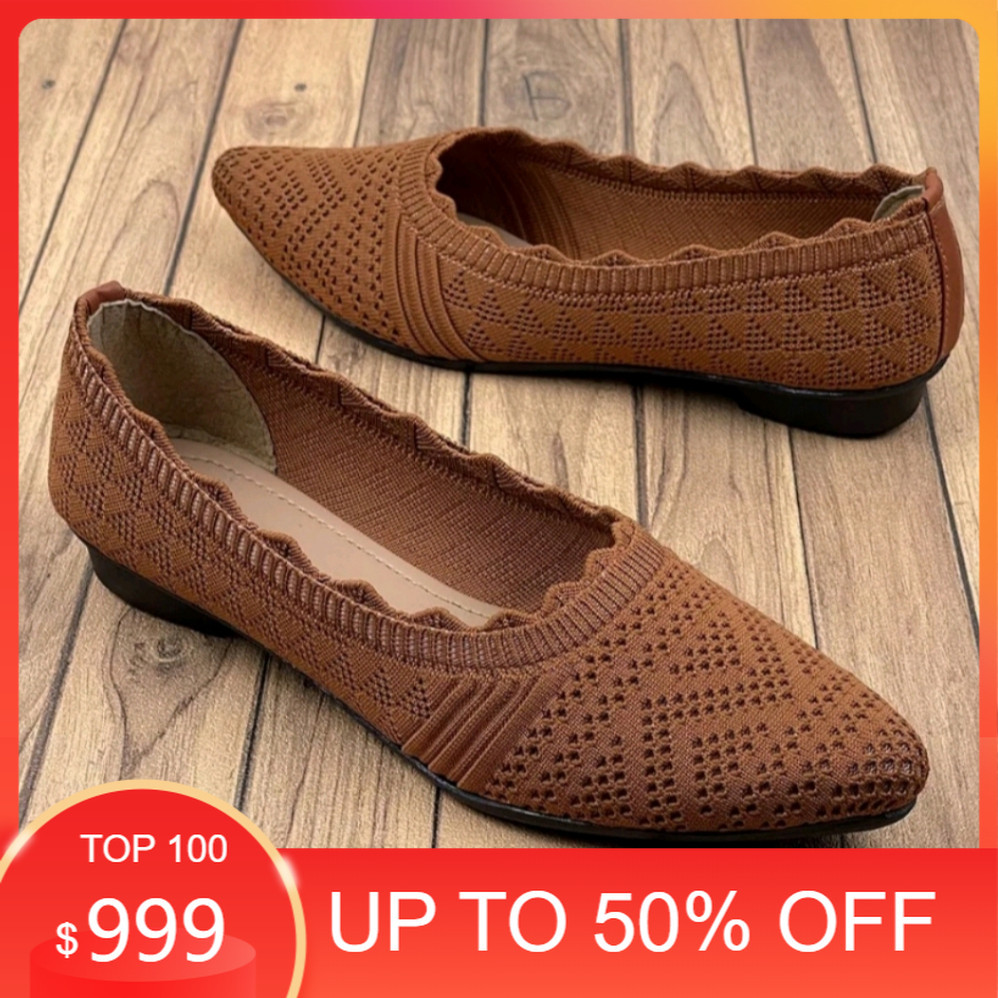 Promo Diskon - Sepatu Flat Wanita Rajut Import/Sandal Balet Pesta Terbaru