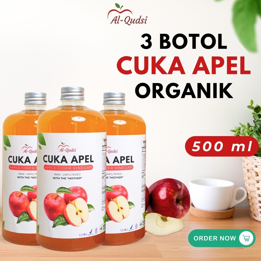 

Promo 3 Botol Cuka Apel Al Qudsi Cider Vinegar With Mother