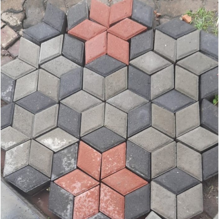 Paving block 3D press hidraulik mutu k300 / paving block / conblock - 3 WARNA, TEBAL 6CM