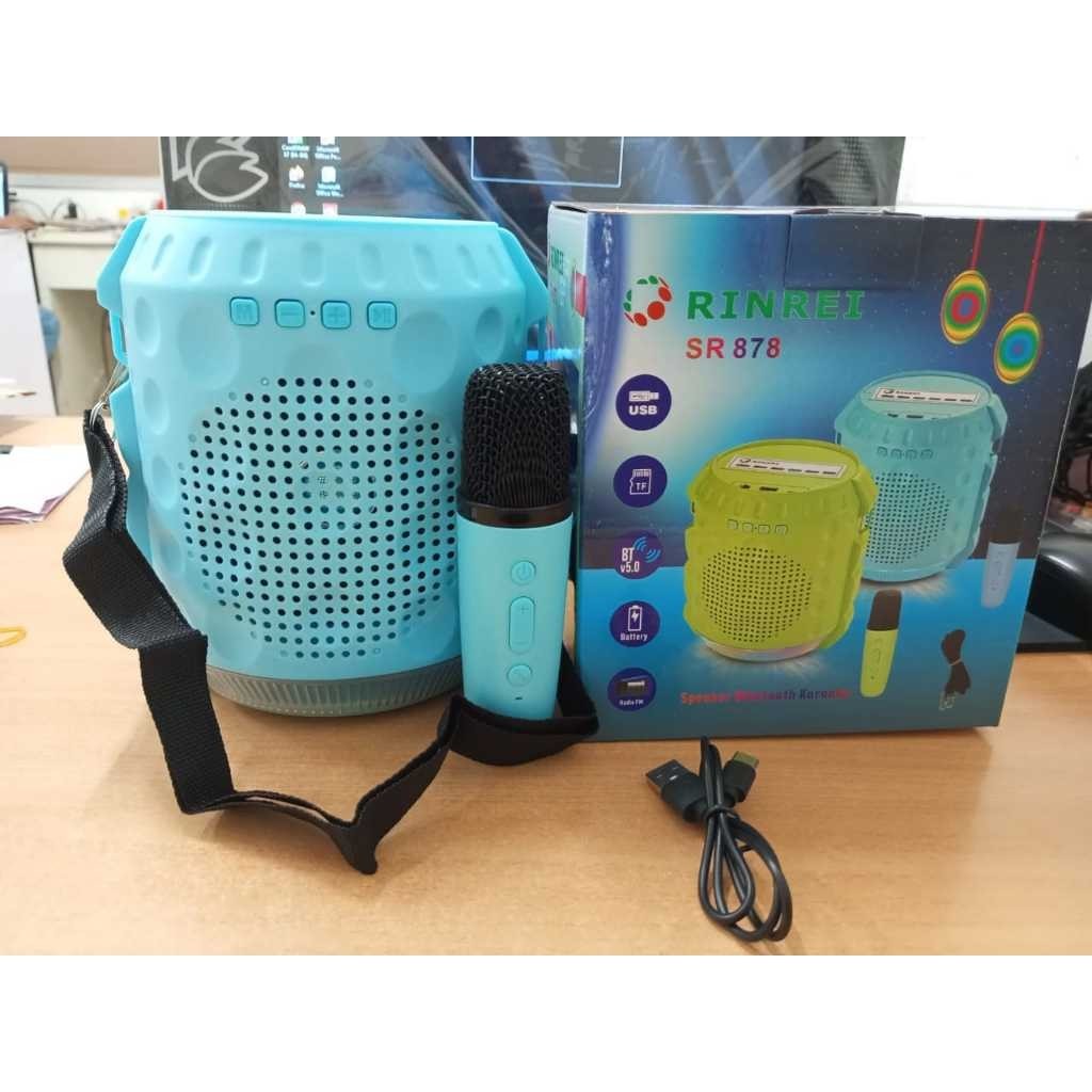 (BONUS MIC) SPEAKER PORTABLE BLUETOOTH KARAOKE RINREI 878O SPEAKER TENTENG SPEAKER KARAOKE
