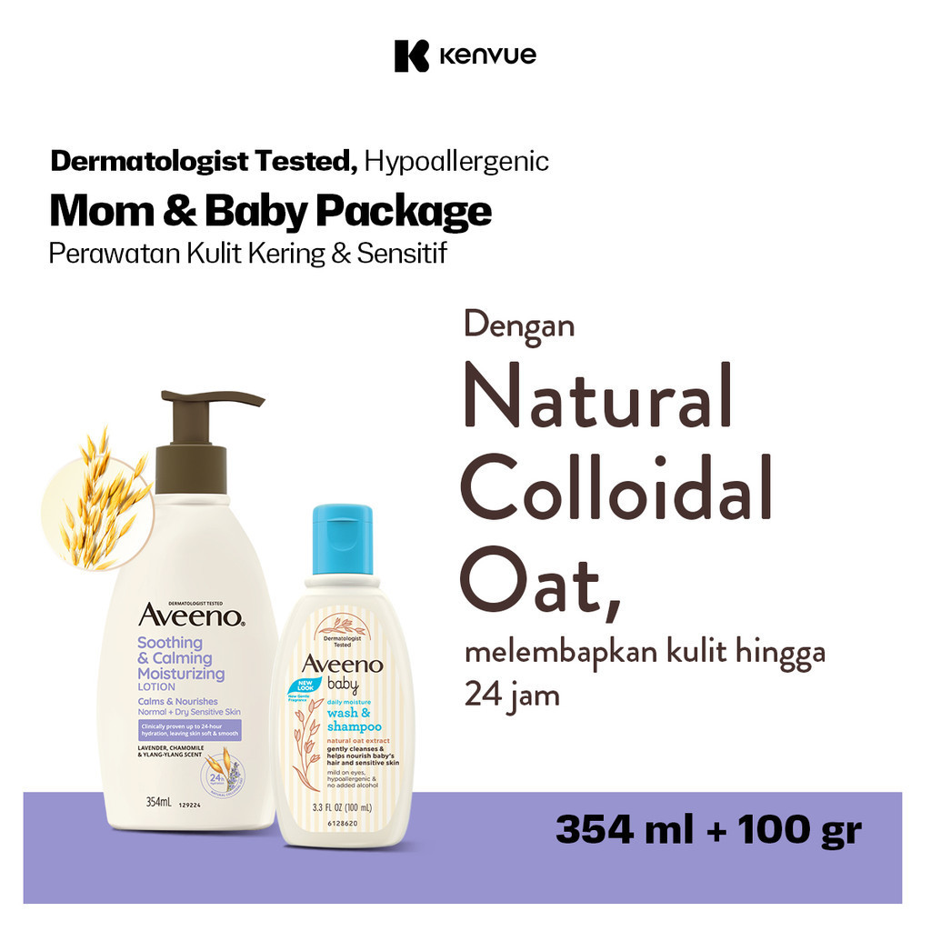 AVEENO Soothing Calming Lotion + Daily Moisture Baby Wash Shampoo - Mom & Baby Bundles