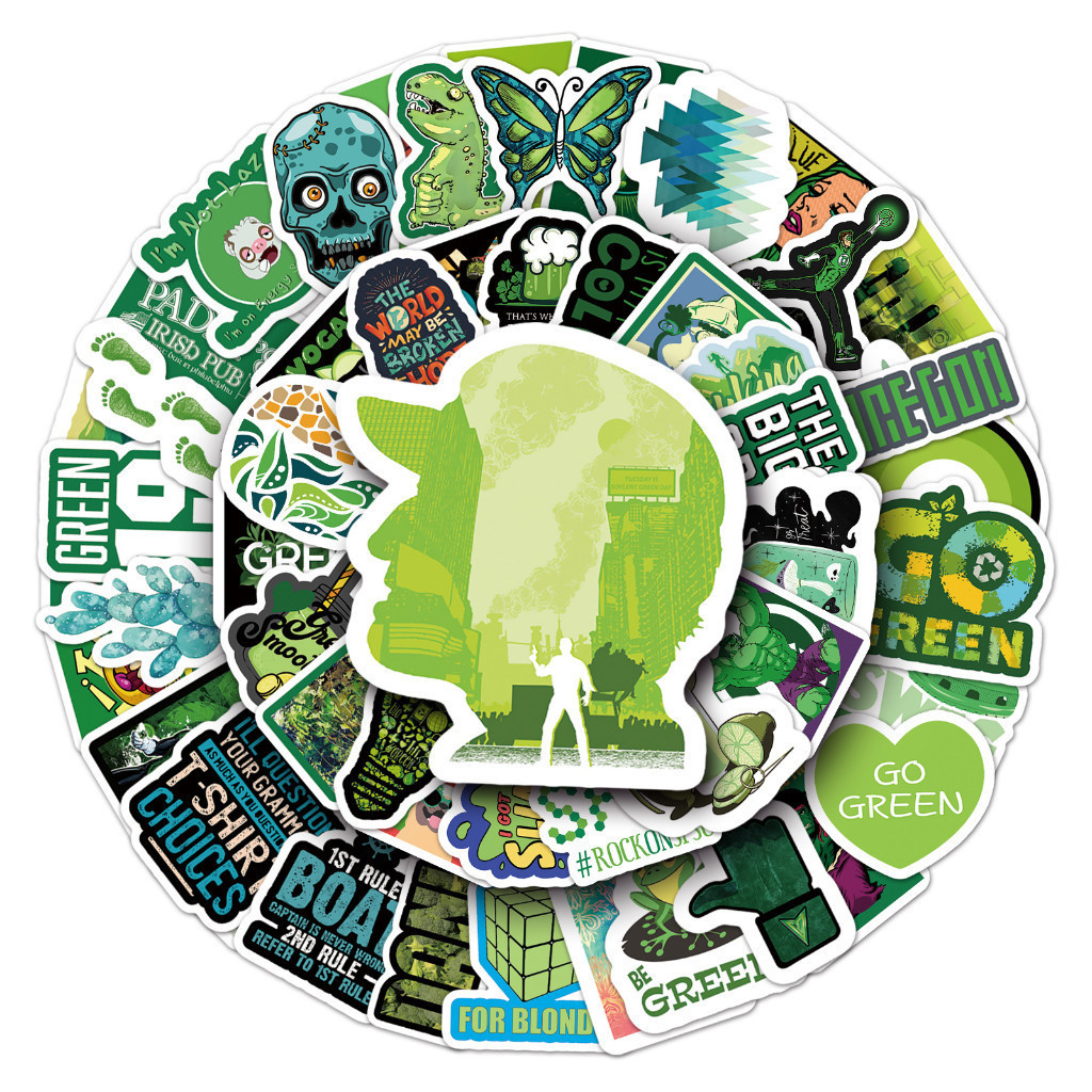 

Sticker Pack vinyl anti air isi 50 - 100 pcs | varian GREEN SERIES | glossy matte | laptop helm tumbl koper Stiker