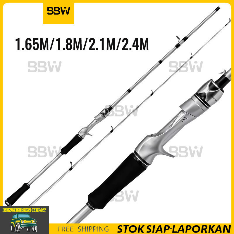 Fishing rod Joran Pancing Carbon Sutet 2 Bagian Tongkat Pancing Putar/Casting M Power 1.65/1.8M/2.1M