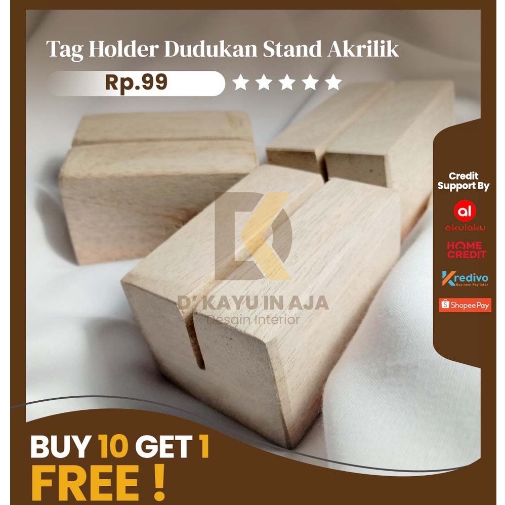 

Price Tag Holder Kayu 8cm 10cm 12cm 15cm Stand Dudukan Akrilik wooden