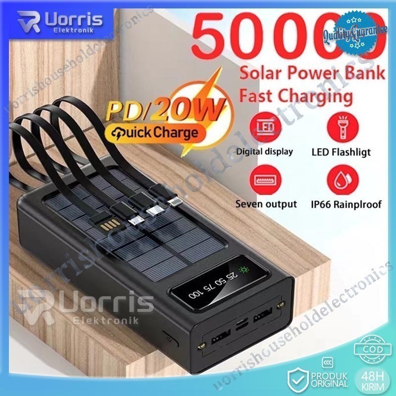 50000/100000 mAh Powerbank Robot Power Bank Solar Cell Tenaga Surya Portable Led Indikator