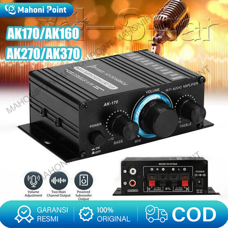 Kerndy AK170 Amplifier Daya Audio Bluetooth Mobil Car Audio Power Amplifier 12V AK270 / AK370/AK170/