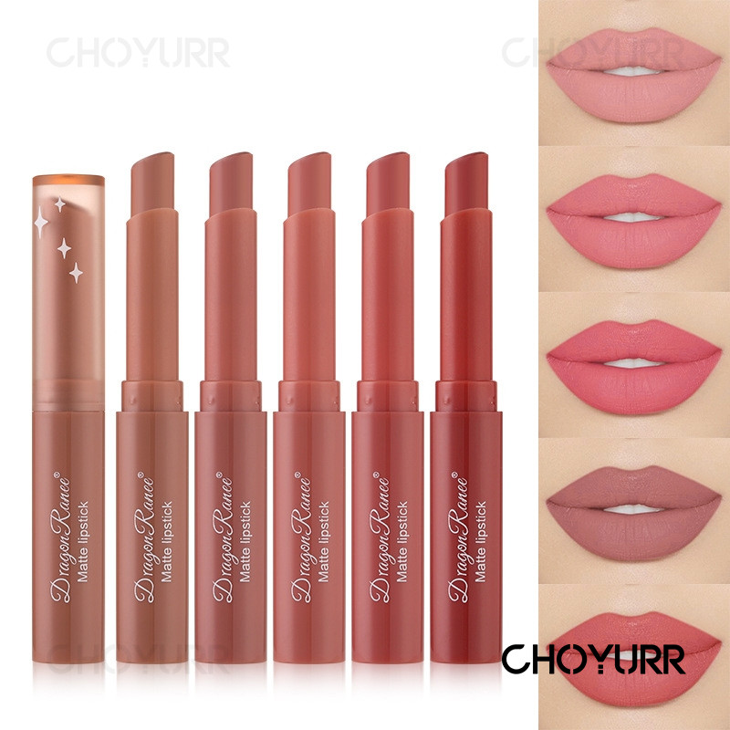 【COD】Dragon Ranee Lipstik Wajah Matte Mist / Lipstik Cameo Coklat Alami Tahan Lama / Lipstik Berwarn