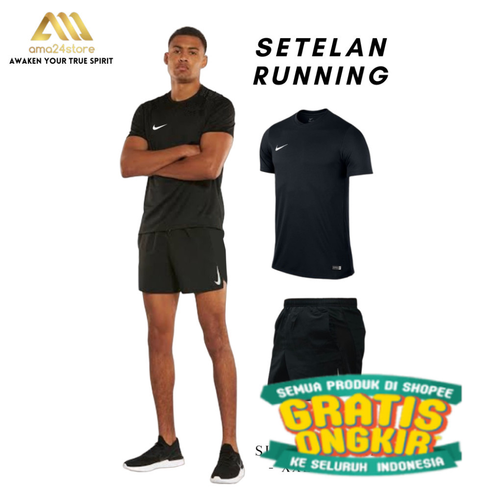 

Setelan Running Kaos Olahraga Jersey Gym Tenis & Celana Running Drifit/ ZUMA AEROBIK LANTAI