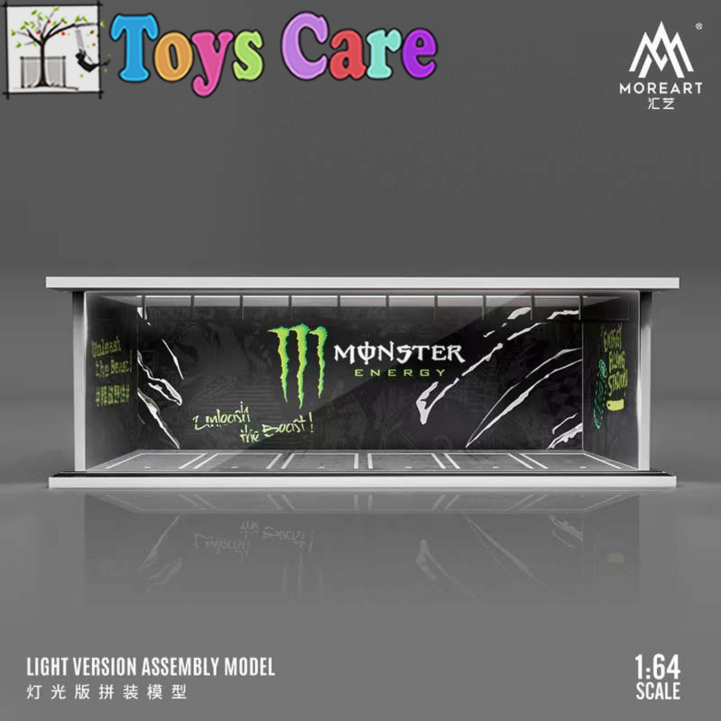 MORE ART DIORAMA HOTWHEELS DIECAST MONSTER ENERGY PARKING LOT SCENE with LED LIGHT - 1/64 MINI GT MI
