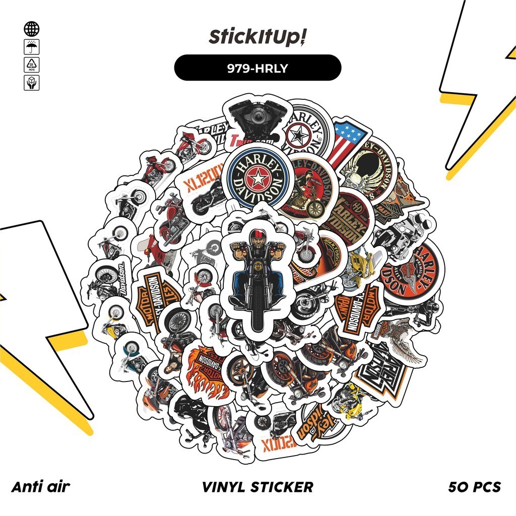 

COD✨ 100 Pcs Stiker Pack Harley Davidson Lucu Aesthetic Vynil Waterproof untuk Freebies Sticker Buku Journal Casing HP Laptop