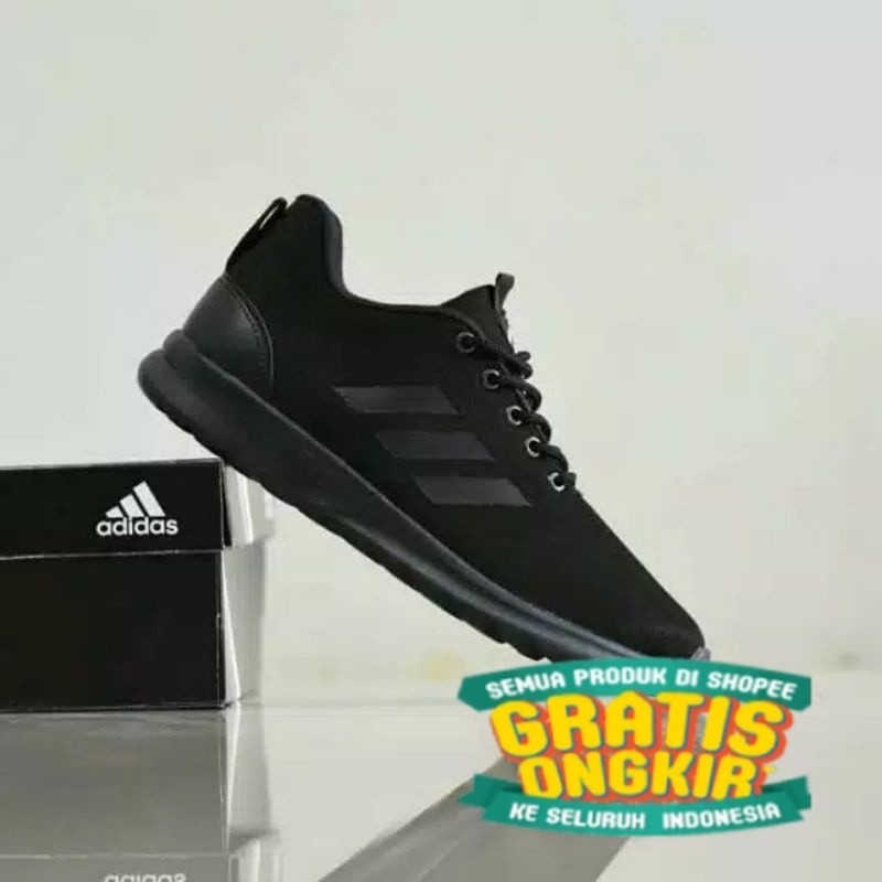 sepatu fullblack ads pria/wanita_sepatu sekolah hitam polos Adidas/ sekolah dasar SD SMP SMK polos