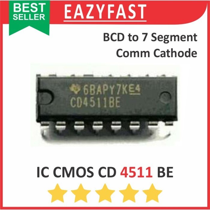 IC CMOS CD 4511 BE DIP BCD to 7 Seven Segment CC Common Cathode Katoda CD4511BE CD4511 4511BE CD HD 