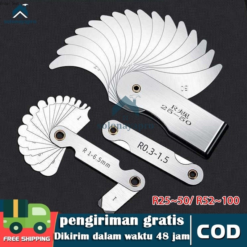 25-50 Alat Ukur Radius/Alat Pengukur Radius/Alat Ukur Celah/R Gauge Kit Pengukur Ketebalan/Feeler Ga