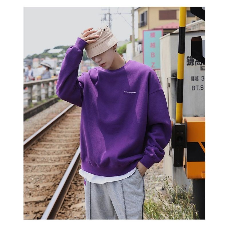 Sweater Pria BIG SIZE BOYS GUARD (S - 6XL) Crewneck Jumbo Ungu Tua Purple Sweatshirts Korean Fashion