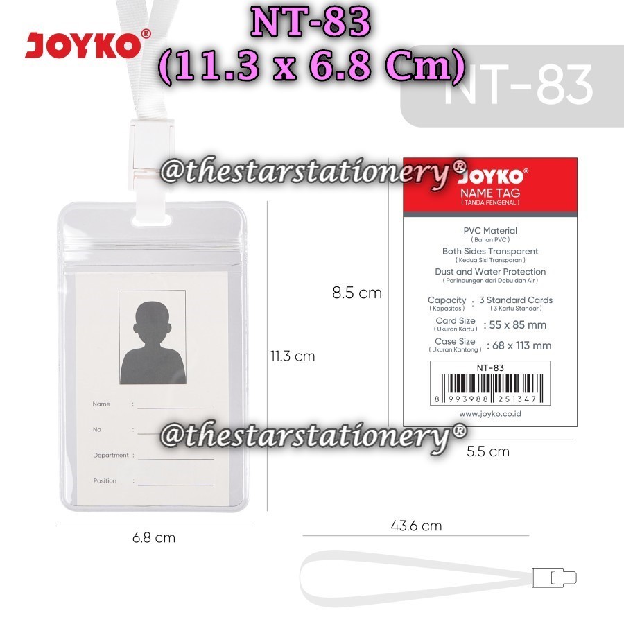 

(1 Set) GROSIR Name Tag Tanda Pengenal Gantungan Kartu Nama Joyko NT-83 / Card Holder Joyko NT83