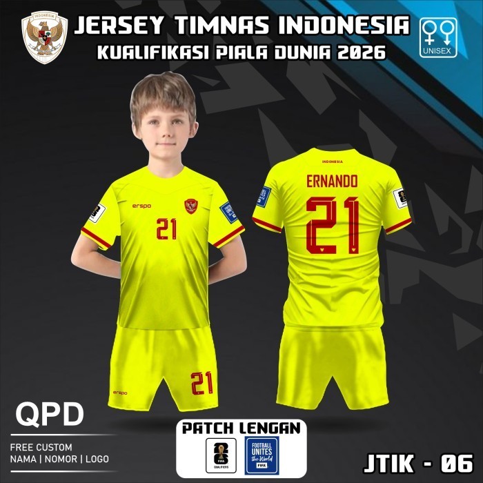Setelan jersey anak kaos timnas indonesia terbaru baju bola kiper qualifikasi piala dunia 2026 - Kun