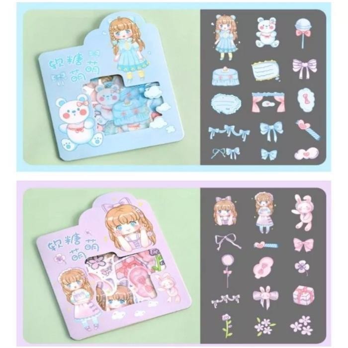 

(ST) Stiker Dekorasi Motif Kartun Cute Girl Stiker Aesthetic ATK DIY ~ GMT