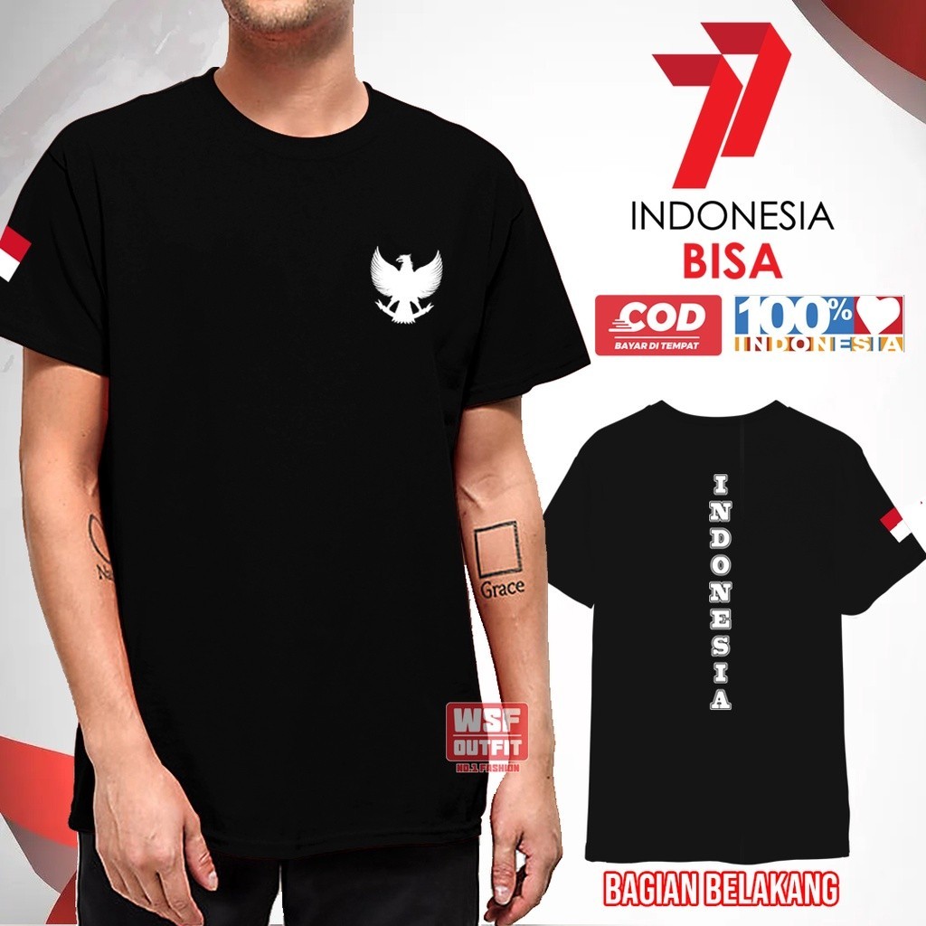 WSF Kaos HUT RI 77th INDONESIA GARUDA | Kaos KEMERDEKAAN | Kaos 17an Kaos INDONESIA Tshirt DISTRO Ga