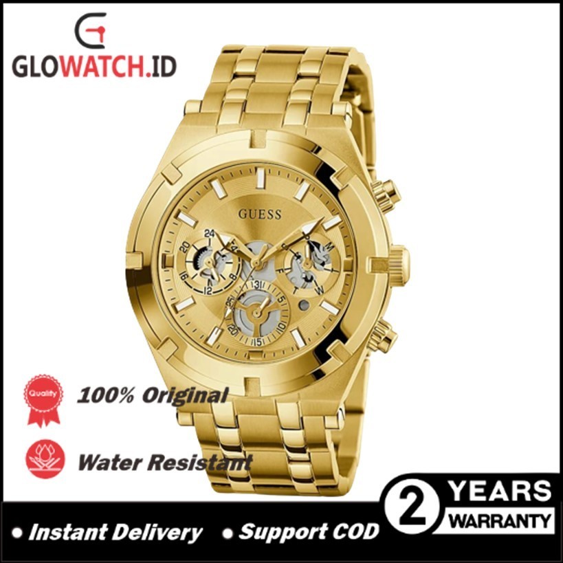 [Promo] Jam Tangan Pria Guess GW0260G4 Continental Gold Tone Case Gold Tone Stainless Steel Original
