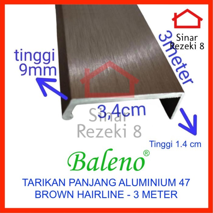 Tarikan Handle Panjang 47 Brown Hairline Baleno / Laci Profil Aluminium Lis Pintu Lemari