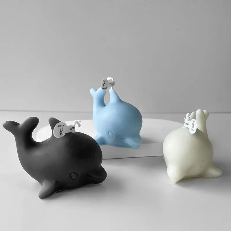

3d Dolphin Shaped Silicone Candle Mold Cute Dolphin Mould for Candle Making Supplies Gypsum Soap Handmade Scented Decor Tools