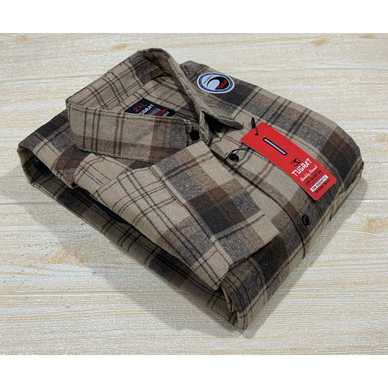 kemeja flanel jumbo lengan panjang pria distro premium motif kotak  kotak big size XXL XXXL XXXXL