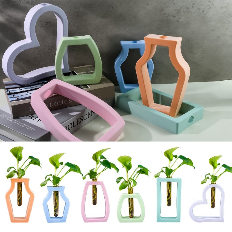

6pcs Skeletonized Hydroponic Test Tube Vase Silicone Mold DIY Stereoscopic Flower Arrangement Desktop Arrangement Resin Mold