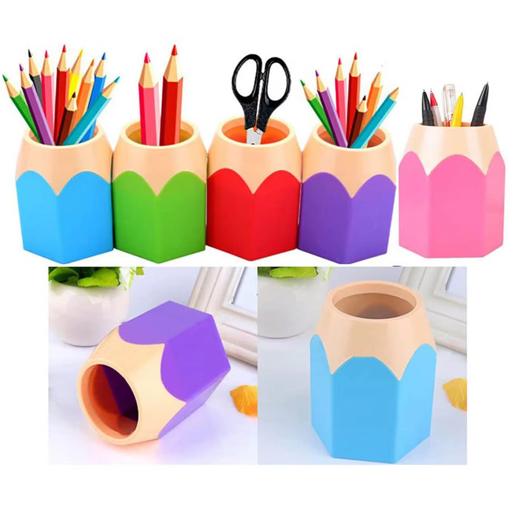 

Creative Colored Pencil Head Contrasting Pen Holder Desktop Pen Holder Stationery Storage Pen Holder Makeup Brush Storage Bucket