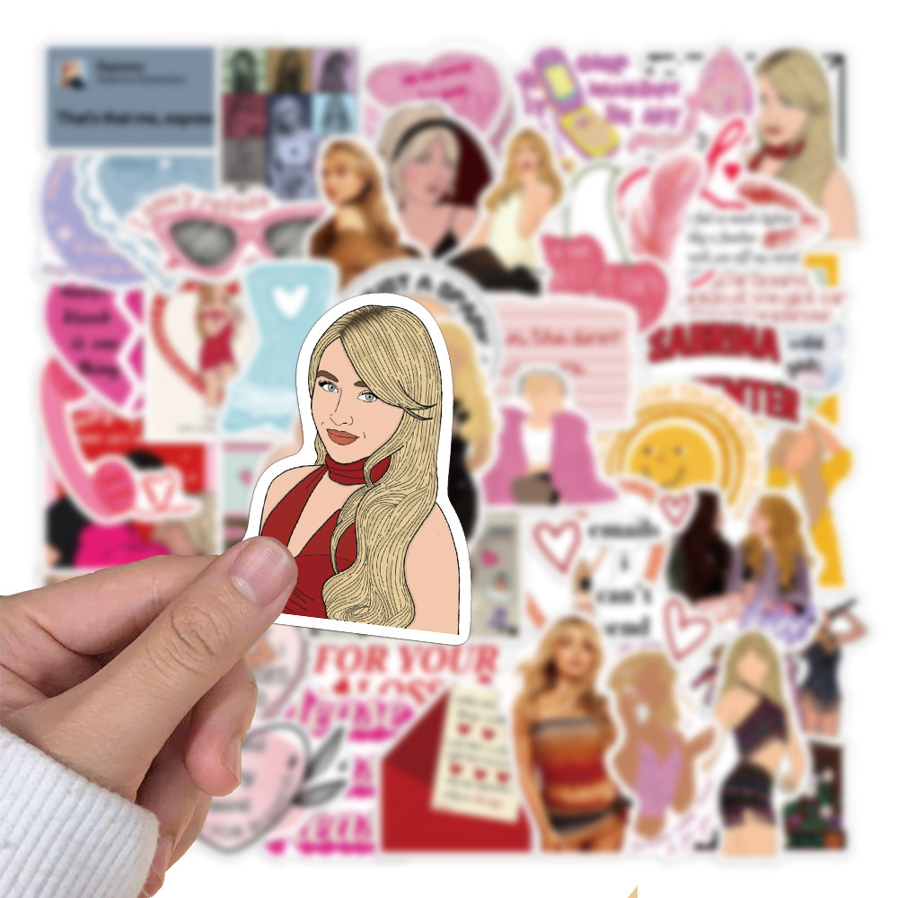 

50PCS Creative Sabrina Carpenter Stickers Decoration DIY Desktop Notebook Skateboard Waterproof Stickers