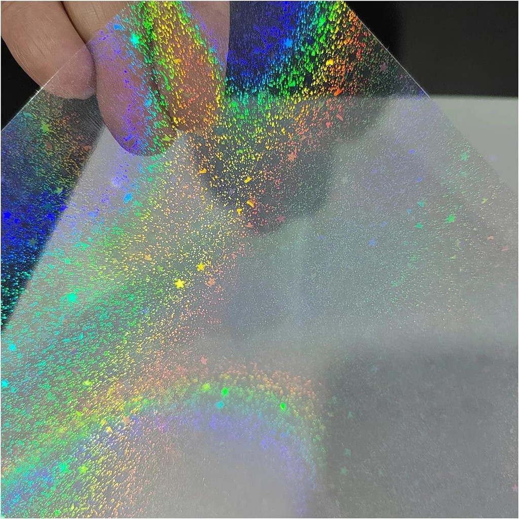 

5 Sheets Sand Stars Holographic Sticker Paper A4 Glitter Clear Holographic Overlay Cold Laminating Film Self Adhesive