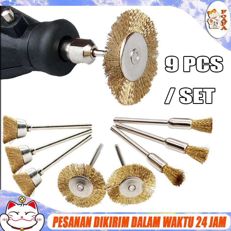 9PCS Sikat Mini Mata Bor Sikat Mini Brush Sikat Mini Grinder Set 9pcs Mata Bor Sikat Kawat Mini Piri