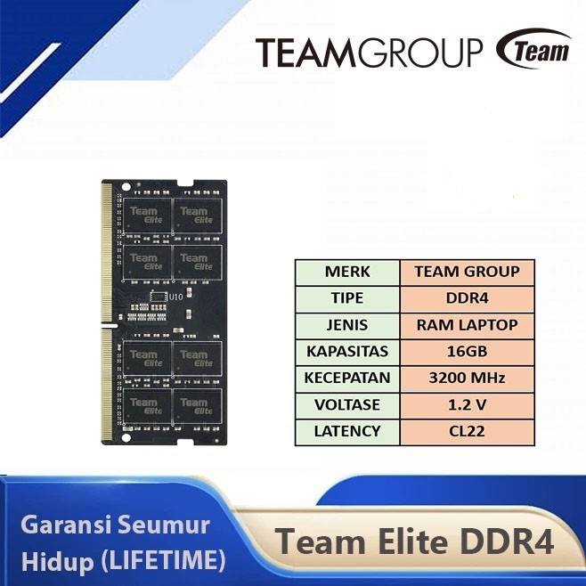 Ram Sodim Team Group Elite 16GB DDR4 3200Mhz Ram Laptop