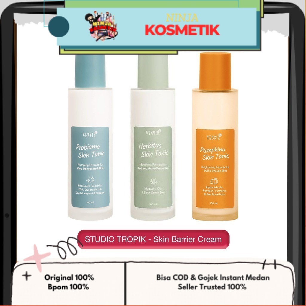 STUDIO TROPIK - SKIN TONIC ( 30 / 100 / 270 ml ) - Toner Probiome / Herbitus / Pumpkinu Menghidrasi 