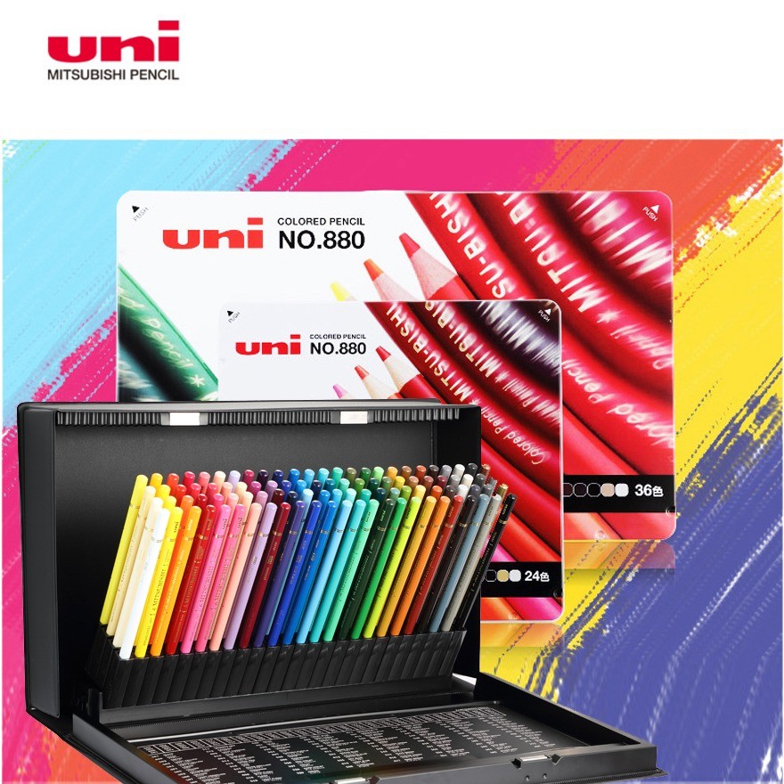 

uni Water Soluble Oil Colored Pencil Iron Box Set 12/24/36/72 Color Professional Painting And Coloring Art Stationery Supplies