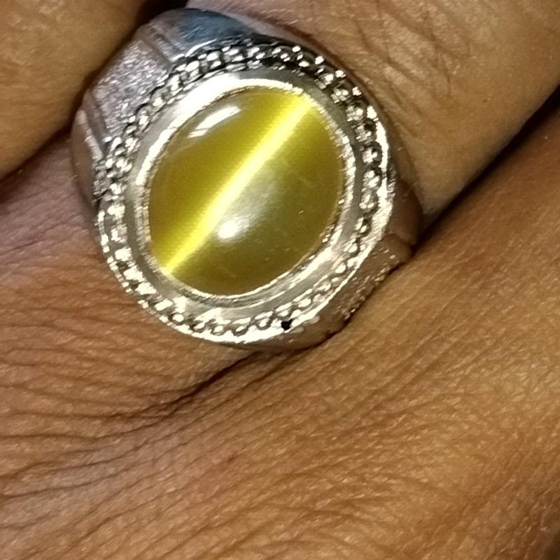 Cincin batu silimanite cat eye kuning Ring