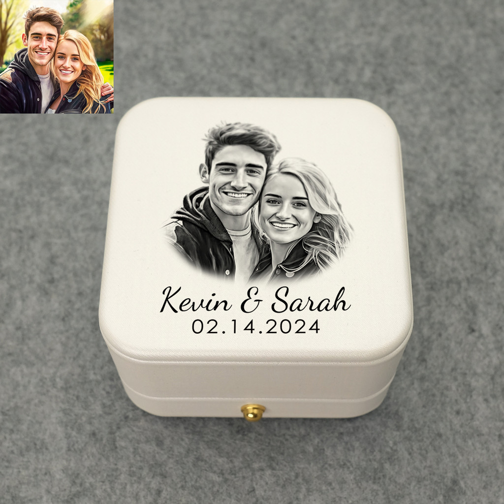 

Personalized Custom Wedding Ring Box Double Ring Box Engagement Proposal Ring Holder Proposal Wedding Decor from your photo