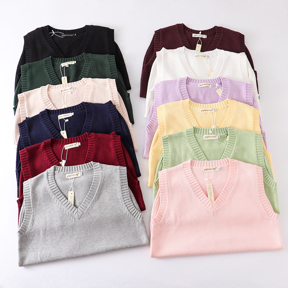 Japanese School JK Uniform Sweater Vest High School Uniform For Girls Boy Cosplay Halloween Winter A