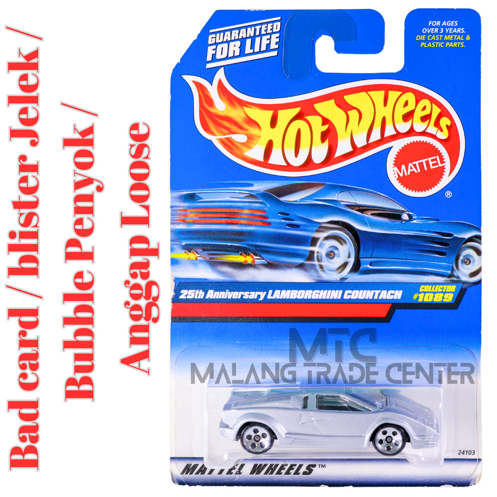 Hot Wheels 25th Anniversary Lamborghini Countach Silver Tahun Rilis 1998 Blister Jelek / Bad Card / 