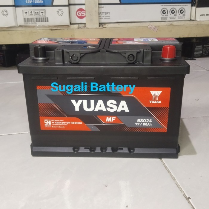 Aki Mobil BMW Seri 5 7, Seri X, 645Ci YUASA 58024 LN3 MF Accu Kering 12 Volt 80Ah